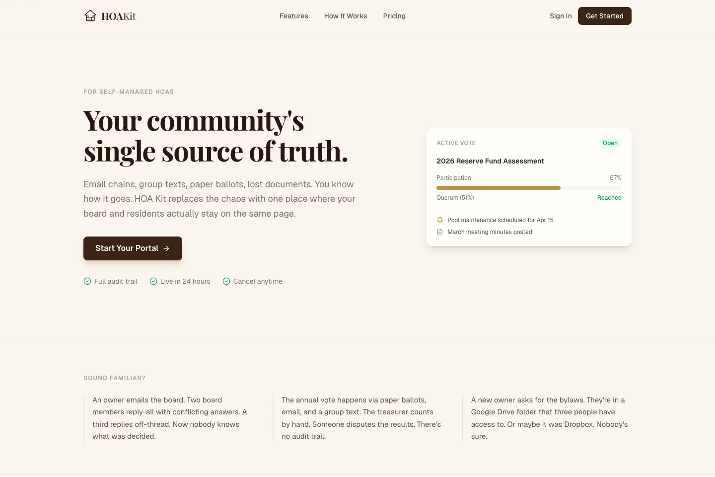 HOA Kit community management product page
